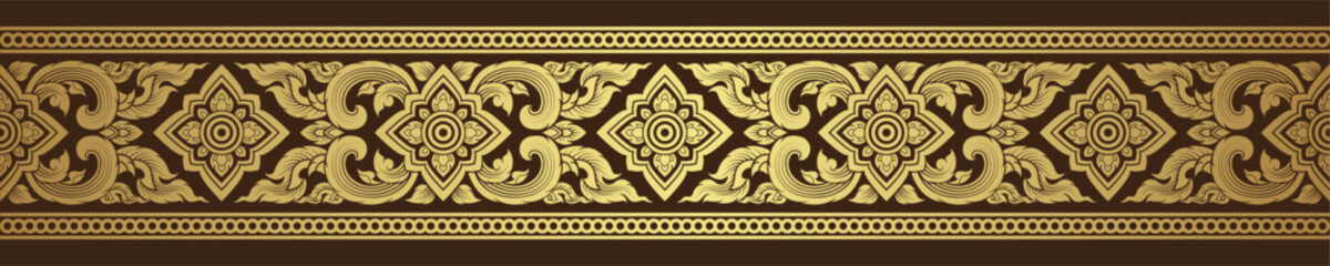 Gold thai art, buddhism temple element and background pattern decoration motifs for pillar pattern, flyers, poster, web, banner, and card concept vector illustration