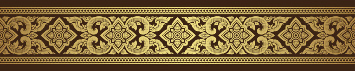 Gold thai art, buddhism temple element and background pattern decoration motifs for pillar pattern, flyers, poster, web, banner, and card concept vector illustration
