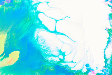 Abstract background liquid art, multi-colored marble texture, paint stains and blots, blue alcohol ink