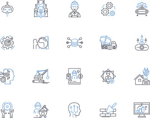Operational line icons collection. Efficiency, Functionality, Optimization, Streamlining, Integration, Coordination, Workflow vector and linear illustration. Productivity,Synchronization