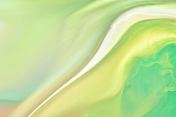Light mix of green colors creative background. Abstract art print, watercolor stains and blots, flows of alcohol ink