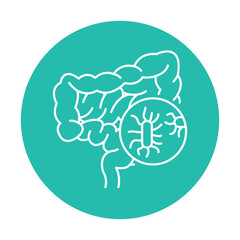 Gut bacteria color line icon. Human diseases.