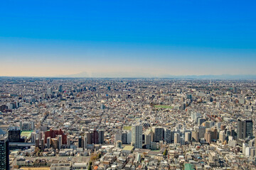 view to skyline of Tokyo from skyline observation platform.