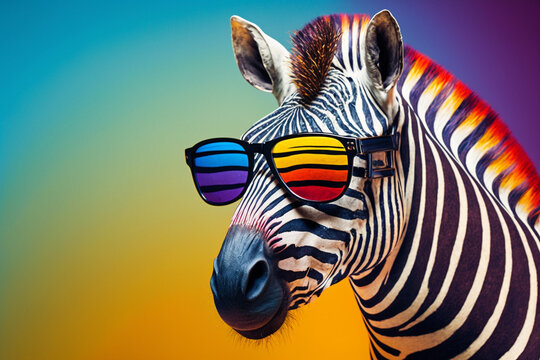 Generative Ai of a Zebra with funky glasses. 
