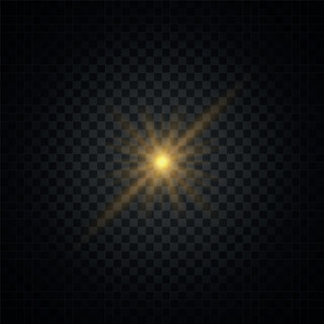Yellow sparks sparkle with a special lights. The star burst with brilliance. Golden glitter texture. Gold sunbeam glow abstract sparkles light effect. Star beam, sun glowing. Vector illustration.