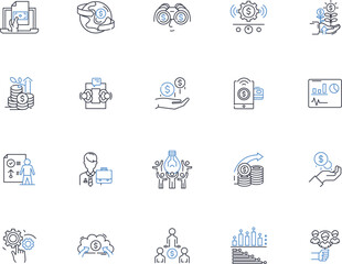Own a company line icons collection. Entrepreneurship, Leadership, Management, Ownership, Business, Vision, Strategy vector and linear illustration. Innovation,Growth,Legacy outline signs set