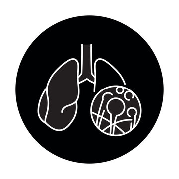 lungs with infection black circle icon clip art preview