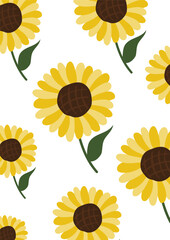 sunflowers illustration background.Eps 10 vector.