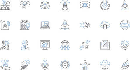 Design architecture line icons collection. Blueprint, Aesthetics, Structure, Proportion, Form, Functionality, Scale vector and linear illustration. Harmony,Composition,Innovation outline signs set