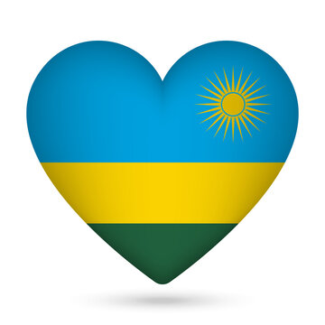 recommend clip art: Rwanda flag in heart shape. Vector illustration.