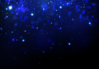Obraz na płótnie Canvas Glitter and elegant for Christmas. Abstact bokeh circles. Blue glitter stardust background. Abstract glitter defocused blinking stars and sparks. Vector illustration.