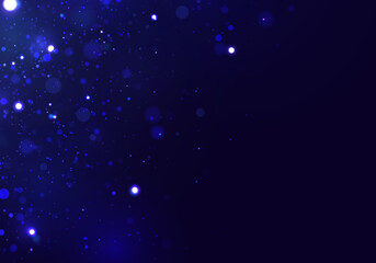 Fototapeta na wymiar Glitter and elegant for Christmas. Abstact bokeh circles. Blue glitter stardust background. Abstract glitter defocused blinking stars and sparks. Vector illustration.