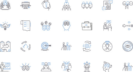 Establishment prosperity line icons collection. Growth, Profit, Success, Thriving, Advancement, Expansion, Wealth vector and linear illustration. Progress,Development,Sustainability outline signs set