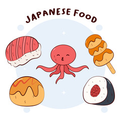 cute illustration of japanese food sticker
