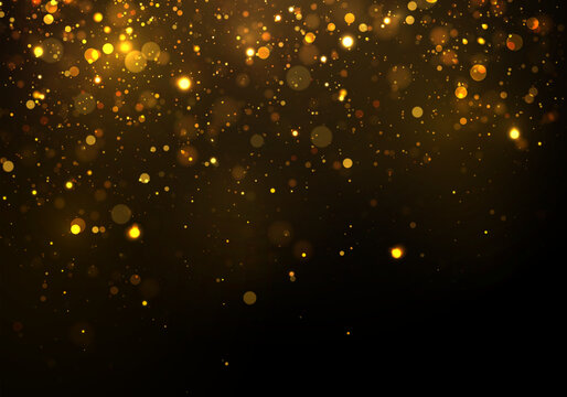 Sparks and golden stars shine with special light on a black background. Christmas concept bokeh. Abstract vector golden sparkles. Sparkling magical dust particles.
