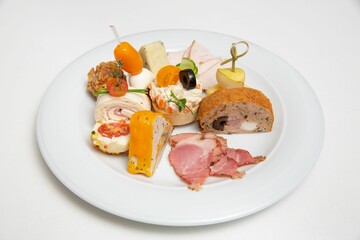 Freshly prepared appetizer is showcased on a white plate