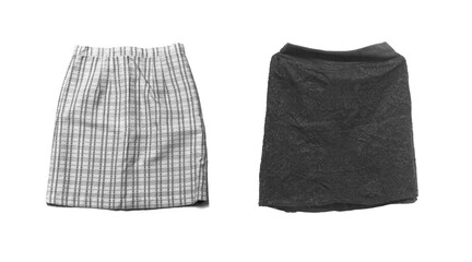 Collection of black skirt on white background