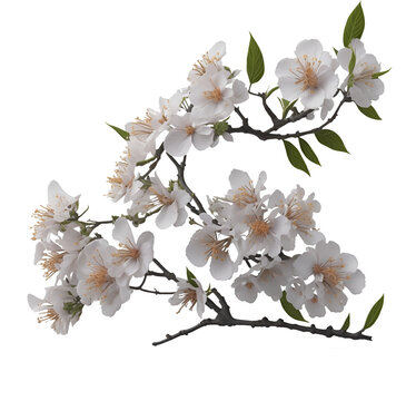 Natürliche weiße Kirschblüte Blumen - Baum Zweig in der Natur PNG Form