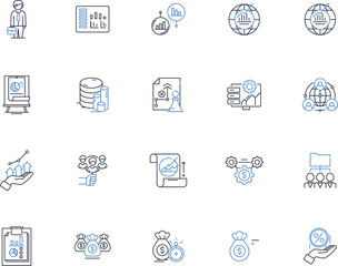Commercial activity line icons collection. Commerce, Business, Sales, Marketing, Trade, Investment, Transaction vector and linear illustration. Economy,Entrepreneurship,Negotiation outline signs set