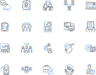 Innovation approach line icons collection. Experimentation, Creativity, Disruption, Flexibility, Prototyping, Iteration, Resilience vector and linear illustration. Agility,Adaptability,Risk-taking