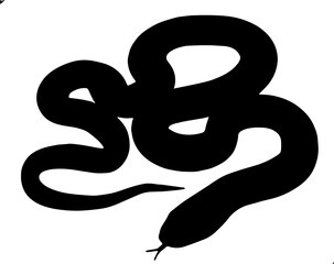 Silhouette black and white snake illustration vector