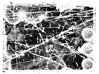 Obraz premium Glitch distorted grunge layer . Noise destroyed texture . Trendy defect error shapes . Overlay grunge texture . Distressed effect .Vector shapes with a halftone dots screen print texture.