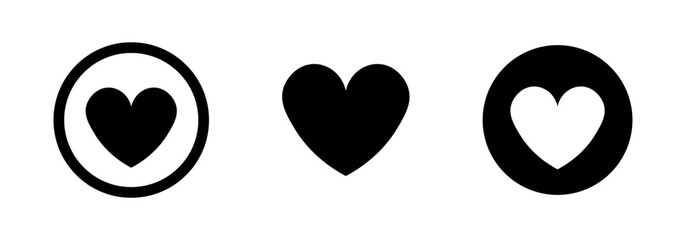 Three black hearts for design. Different hearts. Love vector illustration.