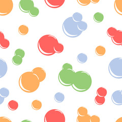 Fototapeta na wymiar vector illustration seamless pattern figured colored soap bubbles on white background