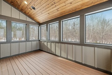 Empty balcony with doors and a sliding glass door opens to the outside