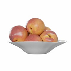 a white bowl filled with apples, 3d rendering