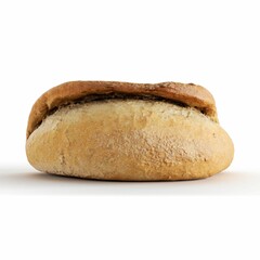 Piece of bread on a white surface, 3d rendering