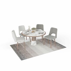 a white table with chairs, 3d rendering