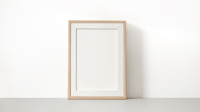 Wooden frame rectangular vertical shape standing on wall