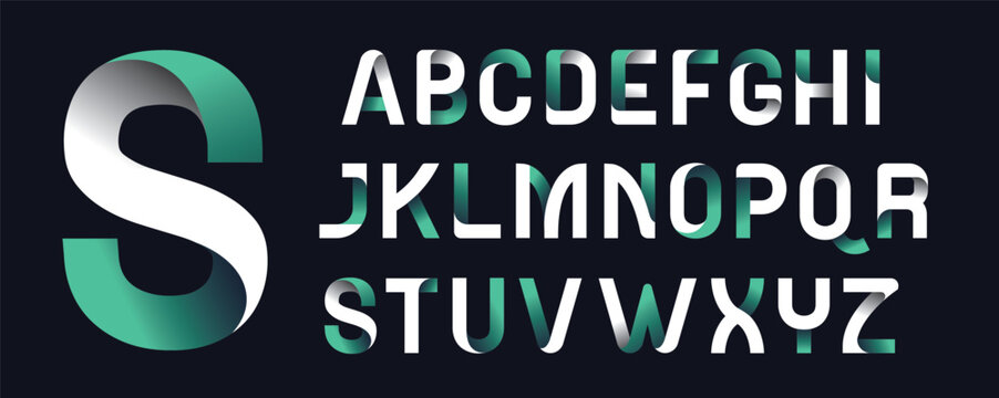 Vector of modern vibrant font and alphabet