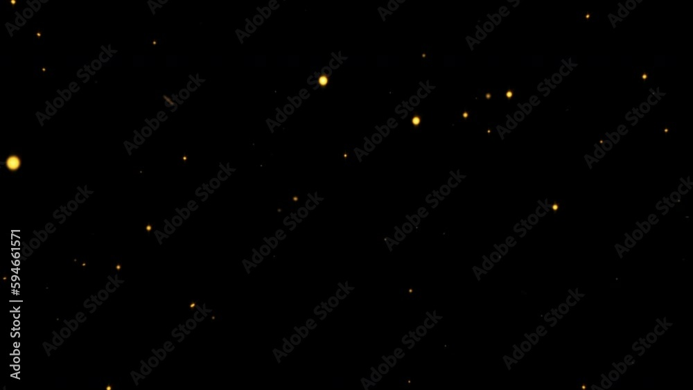 Wall mural abstract loop animation glow orange yellow bokeh bubble particles motion black background for projec