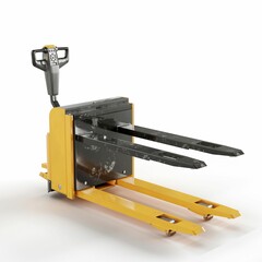 A forklift on a white surface, 3d rendering