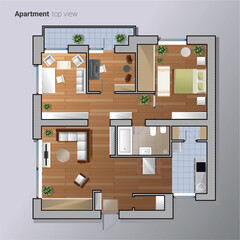 Apartment plan. Top view flat vector illustration. Interior architecture.