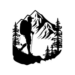 Hiking - High Quality Vector Logo - Vector illustration ideal for T-shirt graphic