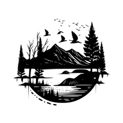 Fototapeta premium Lake - High Quality Vector Logo - Vector illustration ideal for T-shirt graphic