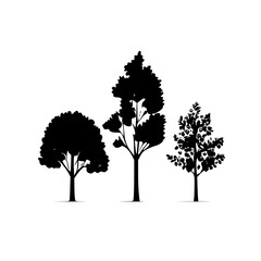 Trees - Black and White Isolated Icon - Vector illustration