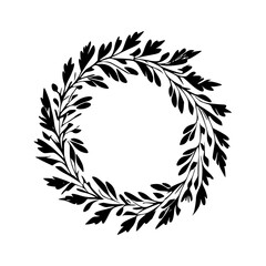 Wreath - Black and White Isolated Icon - Vector illustration