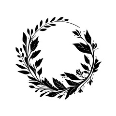 Wreath - Black and White Isolated Icon - Vector illustration