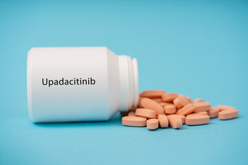Upadacitinib, Janus kinase (JAK) inhibitor for rheumatoid arthritis - obrazy, fototapety, plakaty