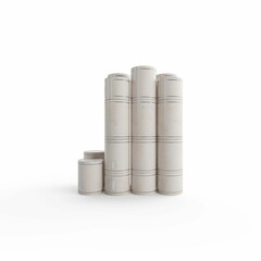 six empty cylinder cases next to each other on a plain surface