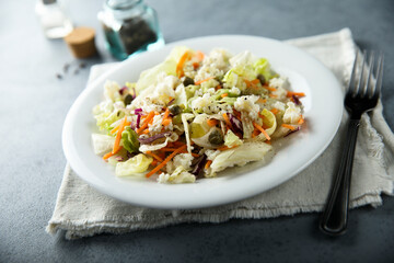 Healthy vegetable salad with cottage cheese