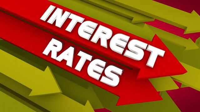 Interest Rates Falling Dropping Arrows Down Lower Percentage Cheaper Money 3d Animation