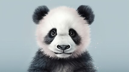 Obraz premium Cartoon panda bear background. Cute mammal illustration. Animal with soft fur. Generative AI