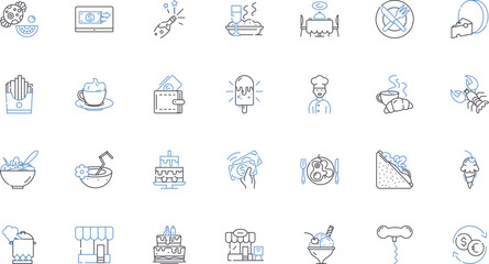 Fototapeta premium Pub line icons collection. Beer, Brewery, Cheers, Draught, Gastropub, Hops, Jazz vector and linear illustration. Lager,Music,Party outline signs set