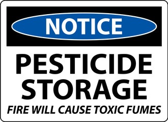 Notice Fire Will Cause Toxic Fumes Sign On White Background