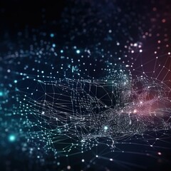 Obraz premium Wirre Linien und Lichtblitze im Cyberspace. Undefinierbare Lichter in den weiten des Alls (Generative AI)